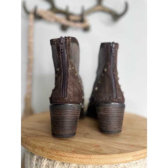 Sesto Meucci Mirka Studded Ankle Boots Size 6.5 Brown Leather Western Rodeo - Picture 6 of 11